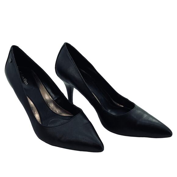 Calvin Klein Nadine Back Leather Classic Pointed Toe Stiletto Heel Pump Heel 9 - Picture 2 of 15